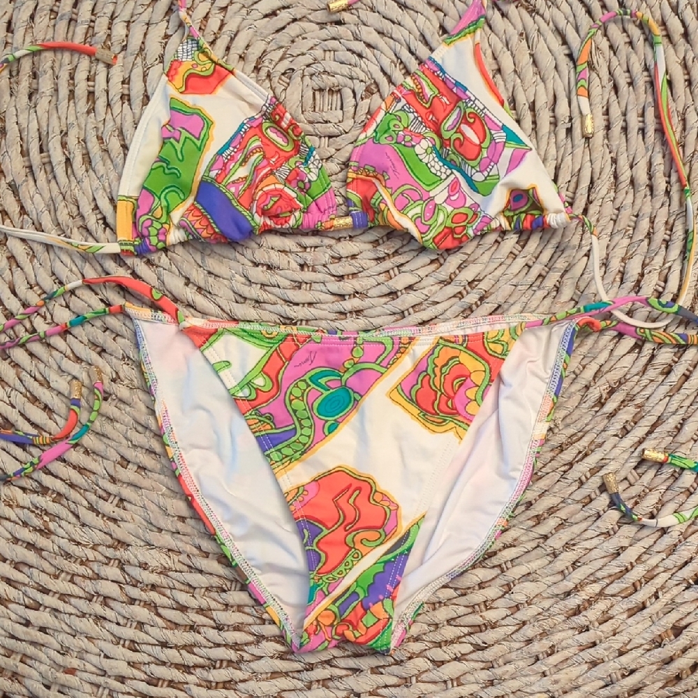 Trina Turk Vibrant Pink and Green Bikini